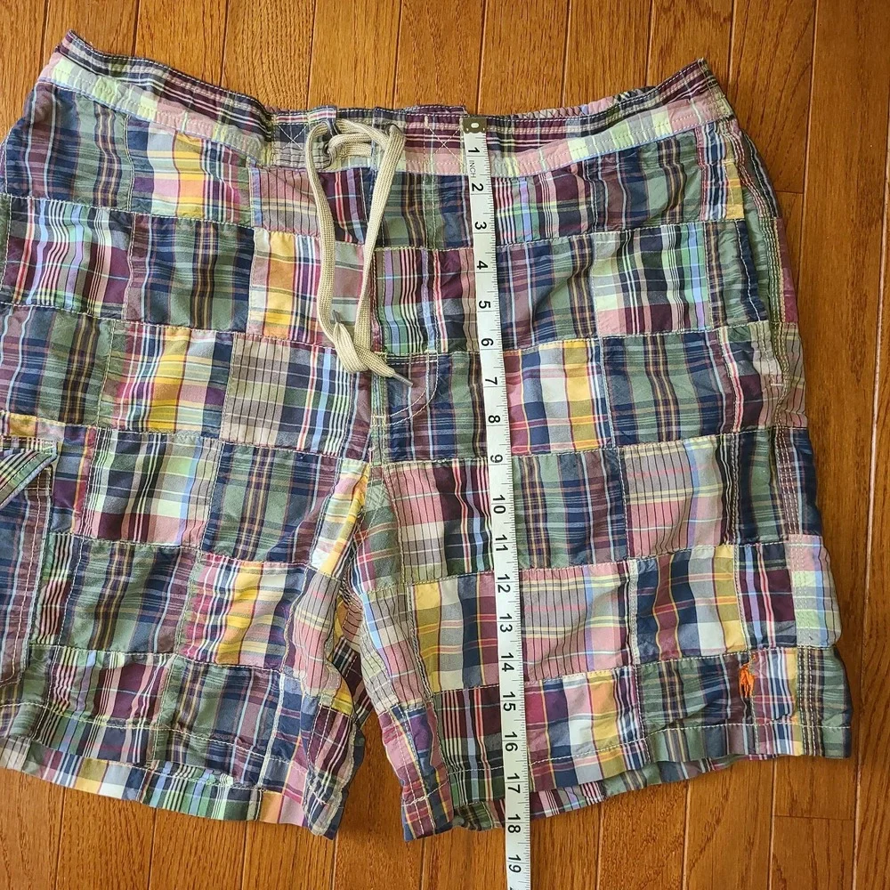 Vintage Polo Ralph Lauren Swim Shorts Trunks POLO SPORT Plaid 90s Men Lg Lined